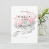 Invitation Mariage de fleurs d'aquarelle en teinte Protea (Debout devant)