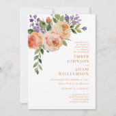 Invitation Mariage de fleurs d'aquarelle fleurie gras (Devant)