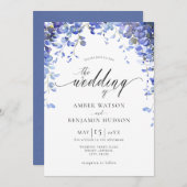 Invitation Mariage de fleurs d'aquarelle florale pourpre (Devant / Derrière)