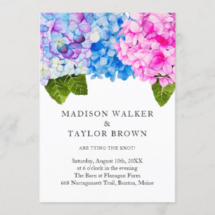 Invitation Mariage de fleurs d'aquarelle Hydrangeas