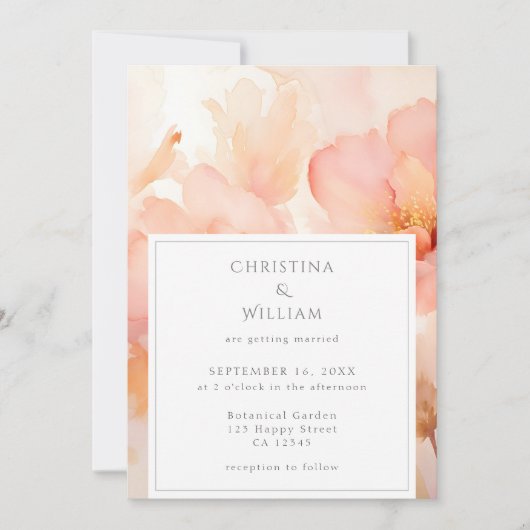 Invitation Mariage de fleurs d'aquarelle moderne (Devant)