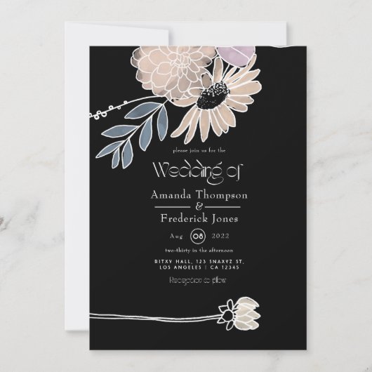 Invitation Mariage de fleurs d'aquarelle moderne (Devant)