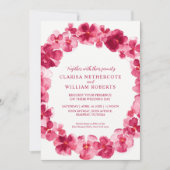Invitation Mariage de fleurs d'aquarelle rose rouge (Devant)