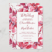 Invitation Mariage de fleurs d'aquarelle rouge (Devant / Derrière)