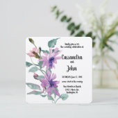 Invitation Mariage de fleurs d'aquarelle violette (Debout devant)