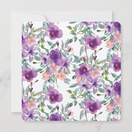 Invitation Mariage de fleurs d'aquarelle violette (Dos)