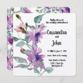 Invitation Mariage de fleurs d'aquarelle violette (Devant / Derrière)