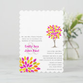 Invitation Mariage de fleurs d'arbre rustique rose orange cit (Debout devant)