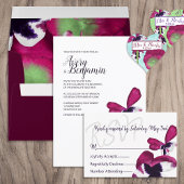 Invitation Mariage de fleurs d'automne Magenta