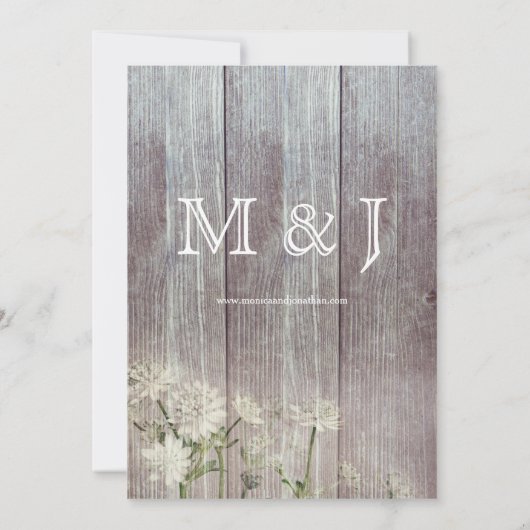 Invitation Mariage de fleurs de bois gris rustique (Dos)