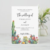 Invitation Mariage de fleurs de cactus (Debout devant)