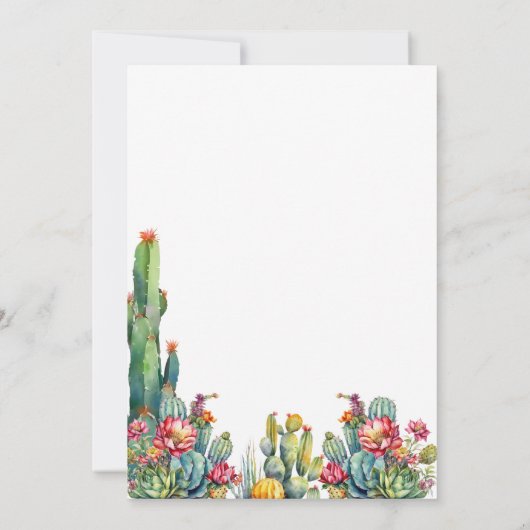 Invitation Mariage de fleurs de cactus (Dos)