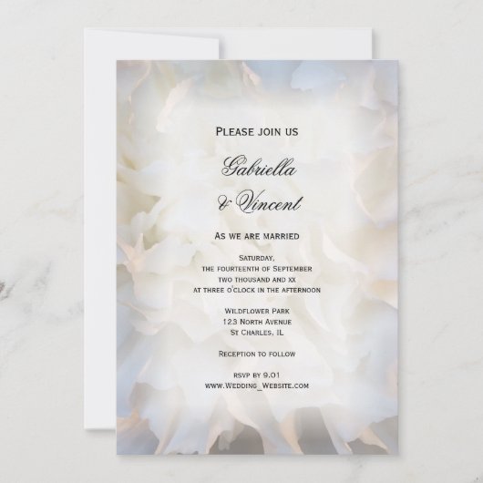 Invitation Mariage de fleurs de carnation blanche (Devant)