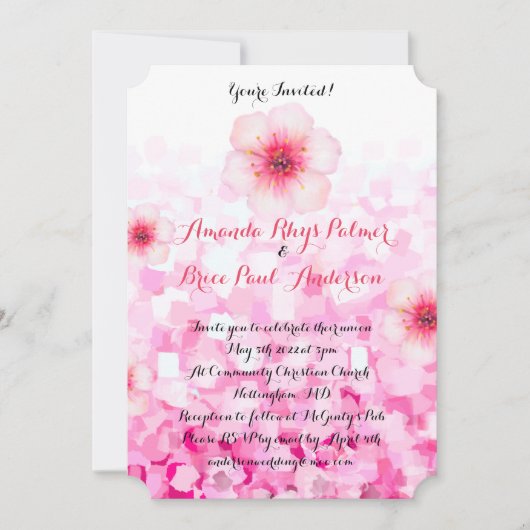 Invitation Mariage de fleurs de cerises (Devant)