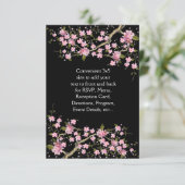Invitation Mariage de fleurs de cerisier japonais rose noir (Debout devant)