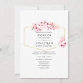Invitation Mariage de fleurs de cerisier rose géométrique (Devant)
