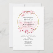 Invitation Mariage de fleurs de cerisier rose géométrique (Devant)