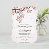 Invitation Mariage de fleurs de cerisier rose Sakura japonais (Debout devant)