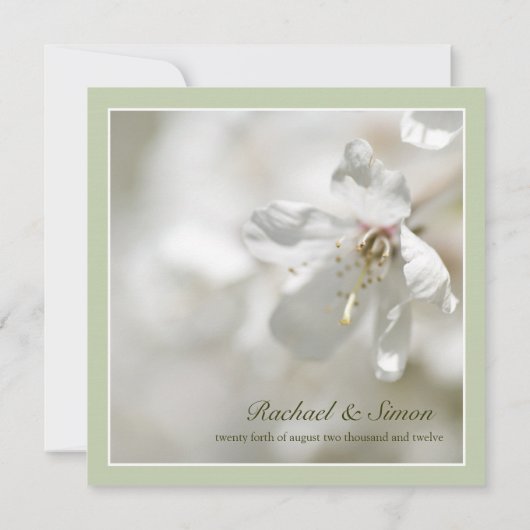 Invitation Mariage de fleurs de cerisier vert (Dos)