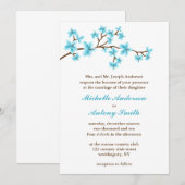 Invitation Mariage de fleurs de cerisiers d'Aqua (Devant / Derrière)