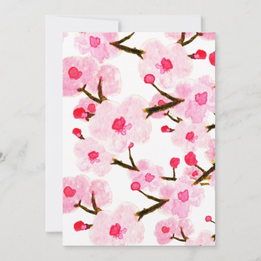 Invitation Mariage de fleurs de cerisiers rose vif (Dos)