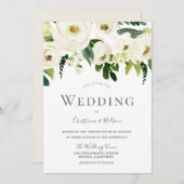 Invitation Mariage de fleurs de champagne blanc (Devant / Derrière)