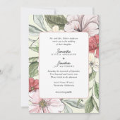 Invitation Mariage de fleurs de chute de rose et de sable (Devant)