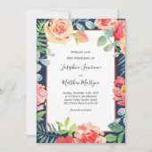 Invitation Mariage de fleurs de corail de la marine (Devant)