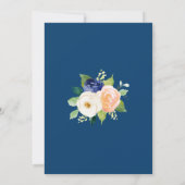 Invitation Mariage de fleurs de corail de la marine géométriq (Dos)