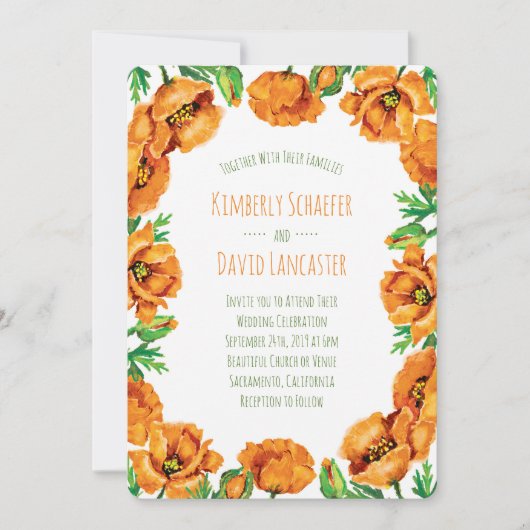 Invitation Mariage de fleurs de crapaud orange (Devant)