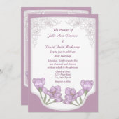 Invitation Mariage de fleurs de crocus pourpre printanière (Devant / Derrière)