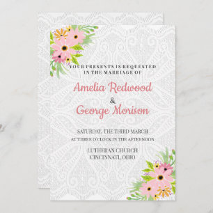 Invitation Mariage De Fleurs De Douille Et D'Aquarelle