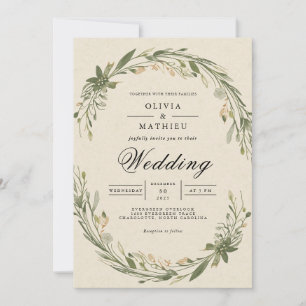 Invitation Mariage de fleurs de feuille d'olive
