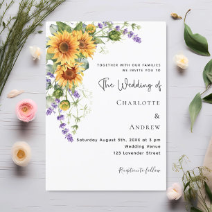 Invitation Mariage de fleurs de lavande de tournesol