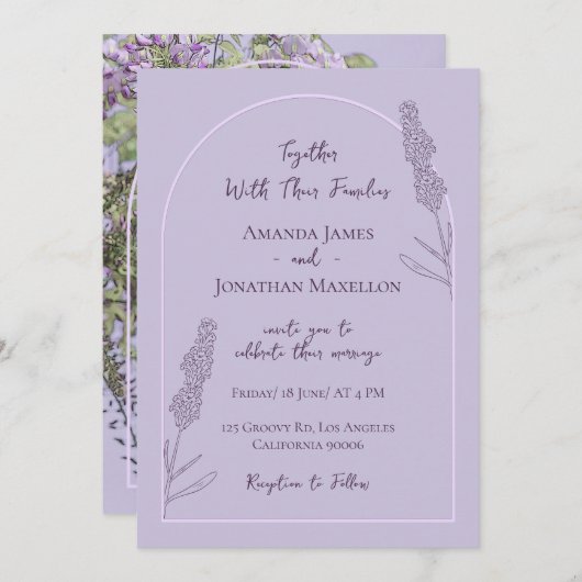 Invitation Mariage de fleurs de lavande simple et élégant (Devant / Derrière)