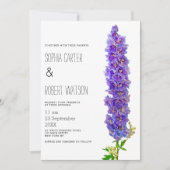 Invitation Mariage de fleurs de lavande violet de delphinium (Devant)