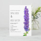 Invitation Mariage de fleurs de lavande violet de delphinium (Debout devant)