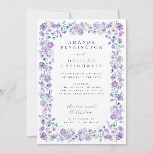 Invitation Mariage de fleurs de lavande violet de printemps c (Devant)