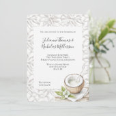 Invitation Mariage de fleurs de noix de coco d'Aloha tropical (Debout devant)