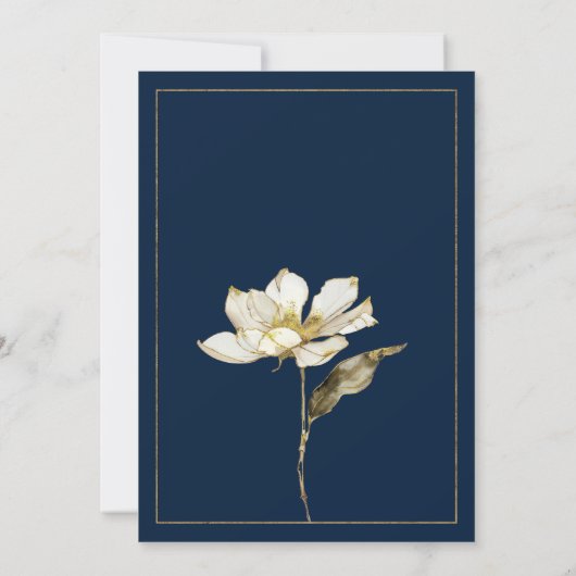 Invitation Mariage de fleurs de parties scintillant bleu mari (Dos)