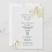 Invitation Mariage de fleurs de parties scintillant en or bla (Devant)