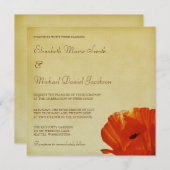 Invitation Mariage de fleurs de pavot rouge (Devant / Derrière)