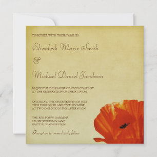 Invitation Mariage de fleurs de pavot rouge