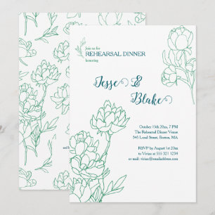 Invitation Mariage de fleurs de pivoines à main verte