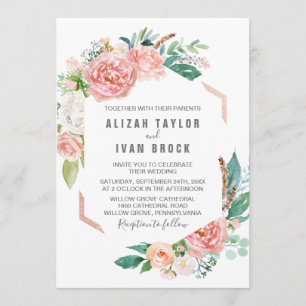 Invitation Mariage de fleurs de pivoines romantiques