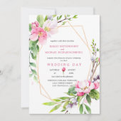 Invitation Mariage de fleurs de pomme rose et blanche (Devant)
