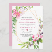 Invitation Mariage de fleurs de pomme rose et blanche (Devant / Derrière)