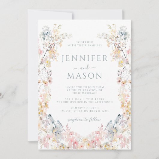 Invitation Mariage de fleurs de prairie rustique (Devant)
