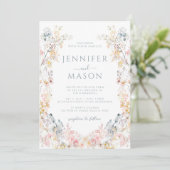 Invitation Mariage de fleurs de prairie rustique (Debout devant)