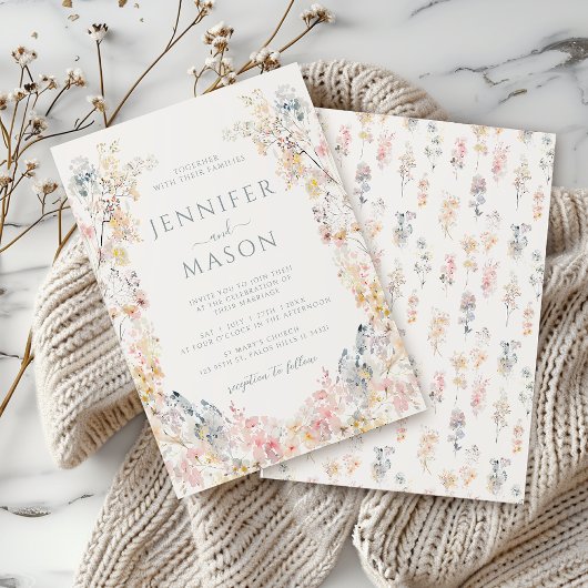 Invitation Mariage de fleurs de prairie rustique